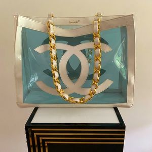Chanel Rare Vintage Turquoise Clear CC Bag 1995